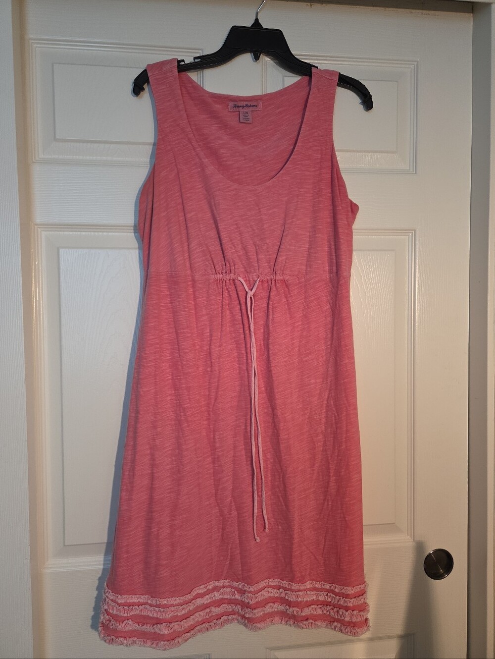 Tommy Bahama Pink Sleeveless Dress Linen Ruffle Trim